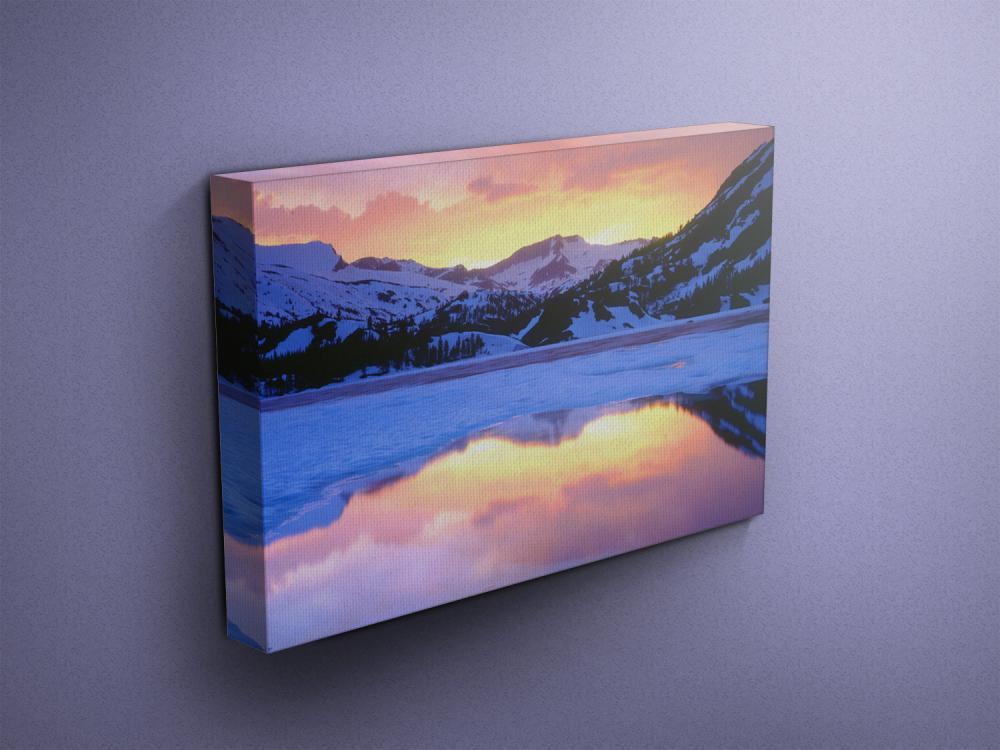 Icy Lake In Mountains - Fine Art Photograph On Gallery Wrapped Canvas - 16x12" & More